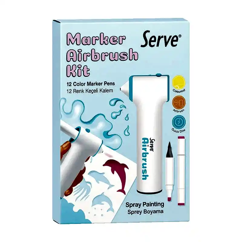 Serve Airbrush Kit 12 Renk Keçeli Kalem