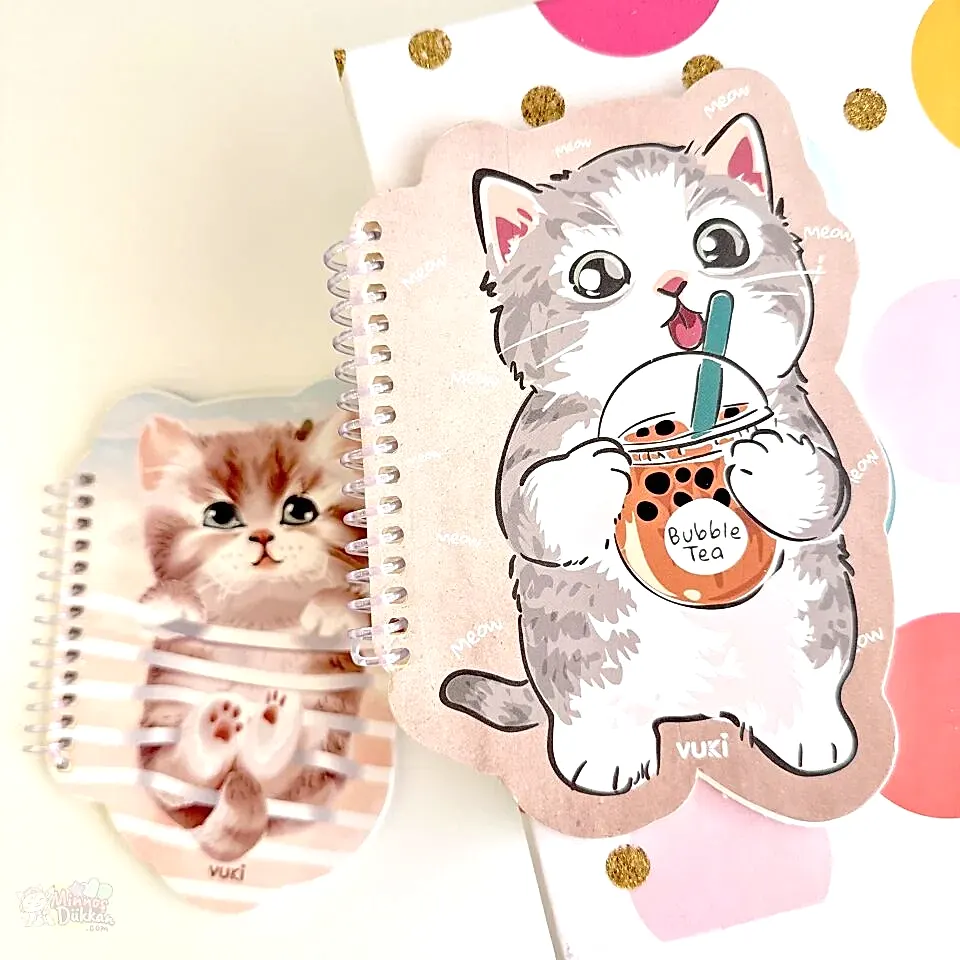 Kedi Desenli Şekilli Spiralli A6 Defter