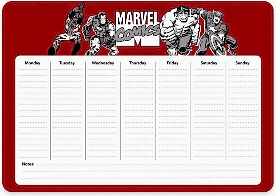 Marvel 17x24 52 Yaprak Haftalık Planner Blok