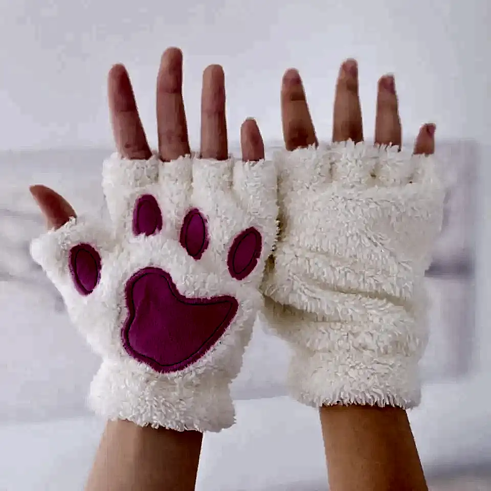 Sevimli Pati Eldiven - Beyaz