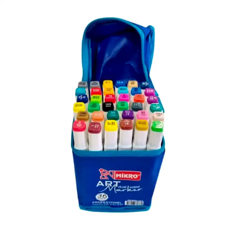 Mikro Art Marker Çift Taraflı Marker Set 36 Renk Bez Çanta