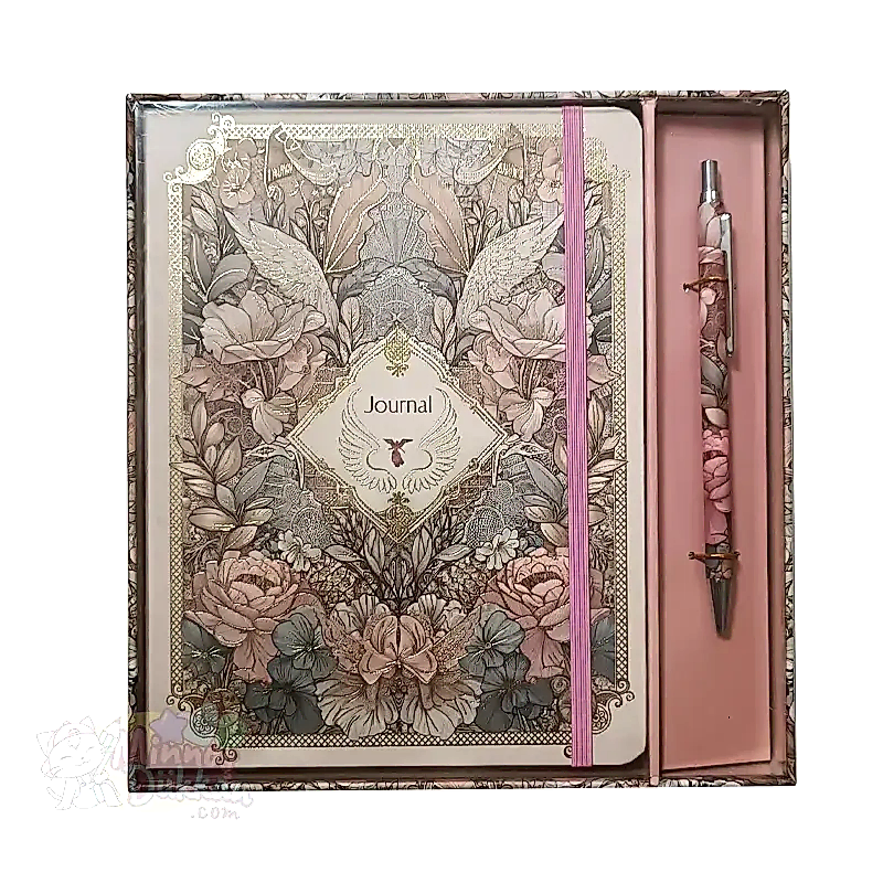 Vj Kutulu Set Flowers Sert Kapak A5 Çizgili Defter Ve Tükenmez Kalem