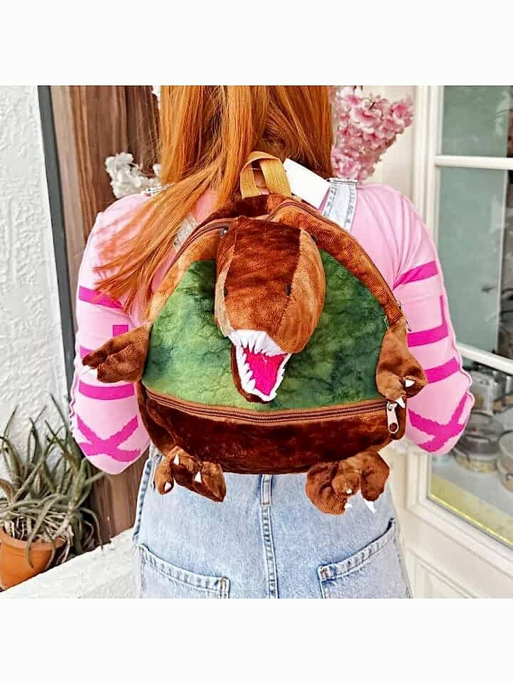 Kabartmalı Pastel Peluş Sırt Çantası - Dinazor
