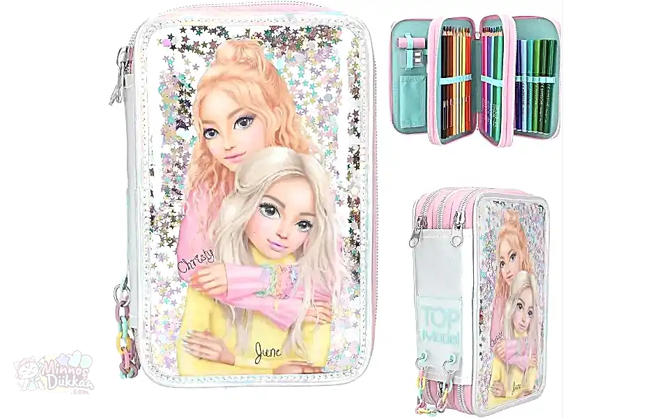 Top Model 3 Katlı Dolu Kalem Kutu - Christy Confetti