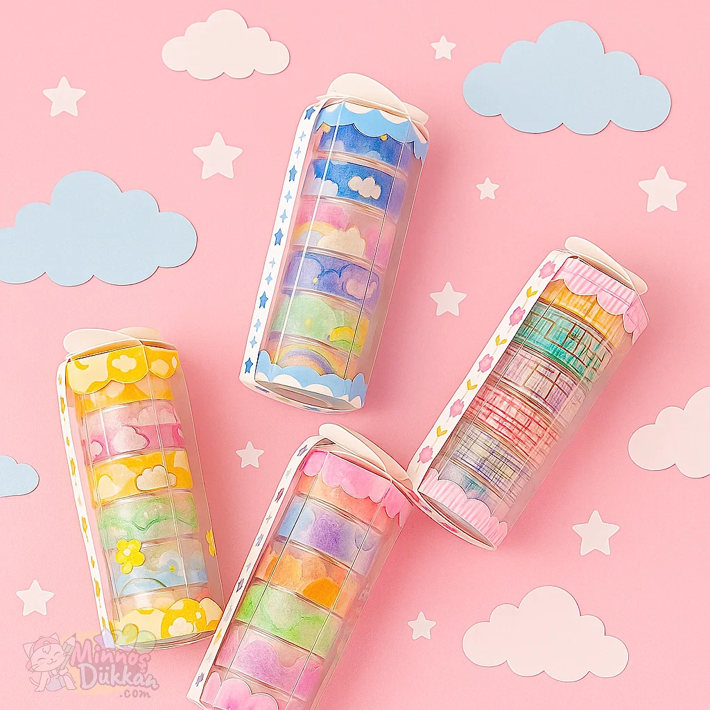 Cloudy Sky 6lı Desenli Kağıt Washi Tape Bant