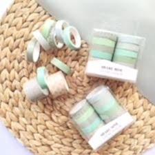 Handjoy Yeşil Kağıt Washi Tape Bant Kutulu 10 adet