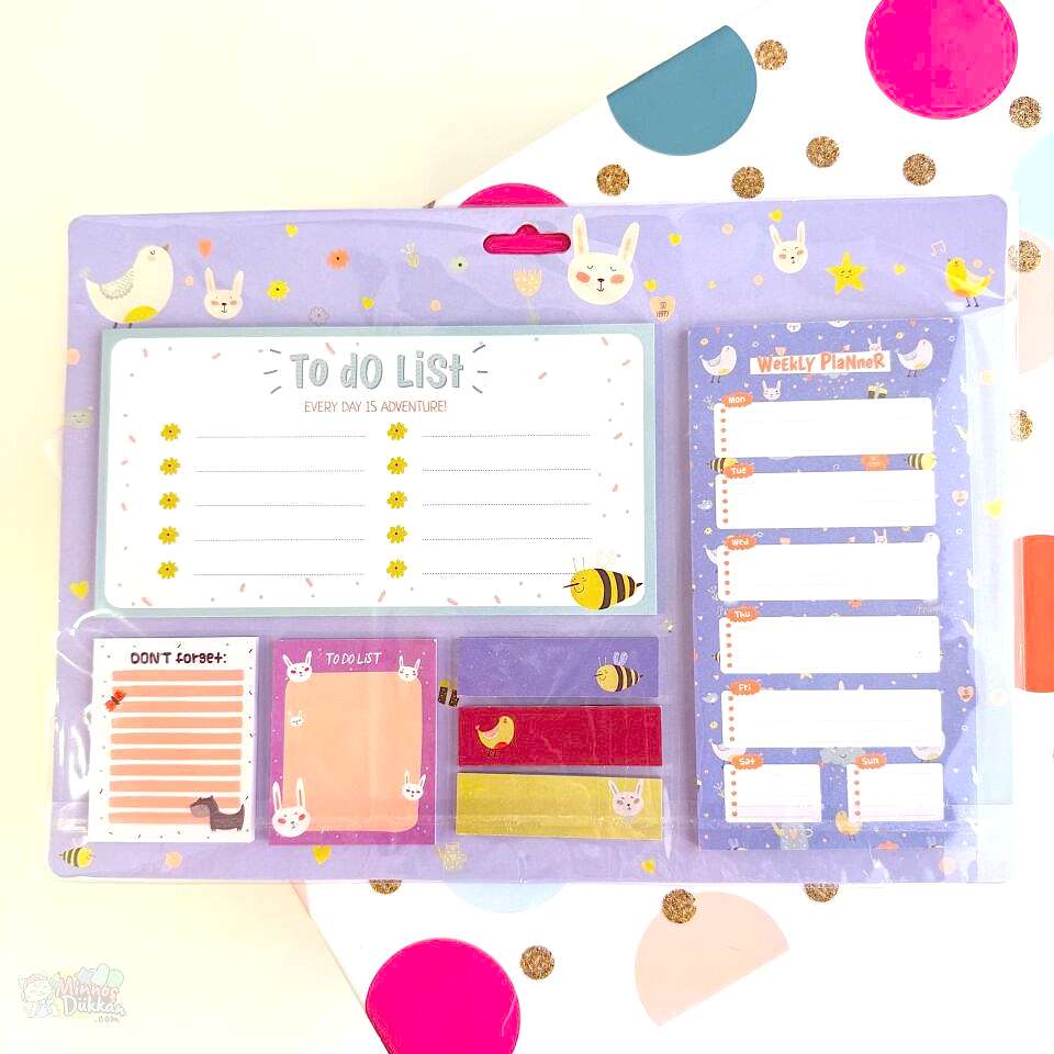 Cute Animal Masaüstü Haftalık Planlayıcı Yapışkanlı Set