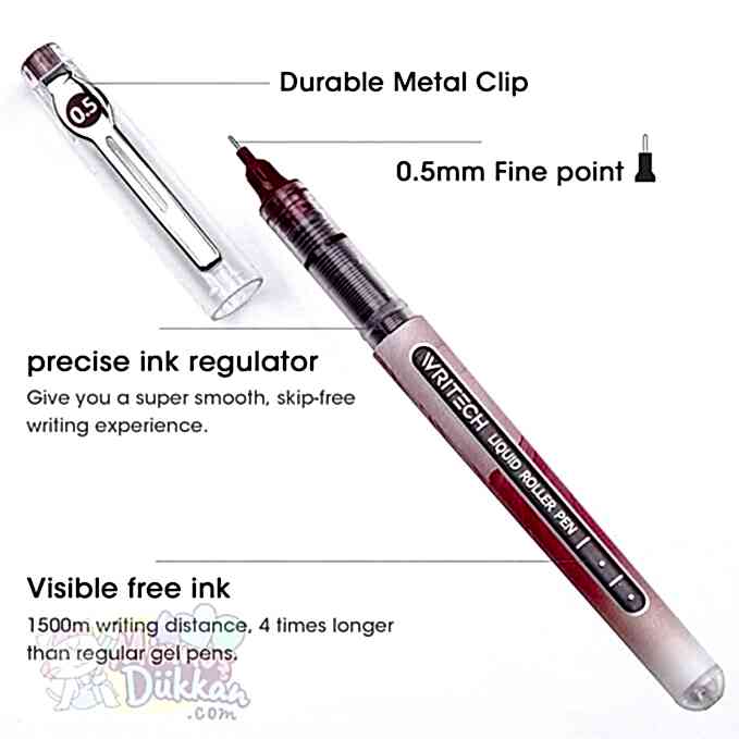 Writech Liquid Ink Roller Kalem - Burgundy