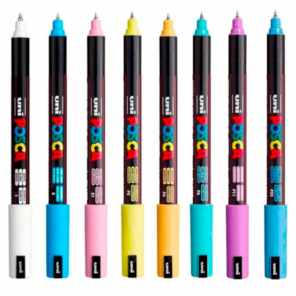 Uni Posca Su Bazlı Poster Markörü 0.7 1MR Soft Renkler 8 Renk