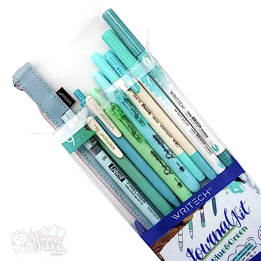 Writech Journaling Set 9 Renk Kalem Set - Blue Green
