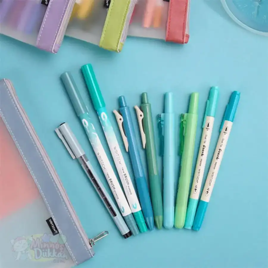 Writech Journaling Set 9 Renk Kalem Set - Blue Green