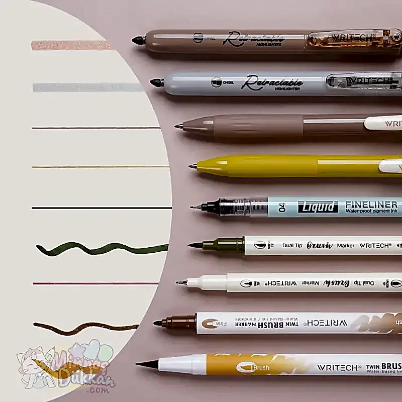 Writech Journaling Set 9 Renk Kalem Set - Earth Tone