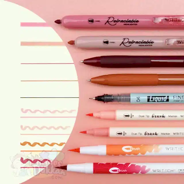 Writech Journaling Set 9 Renk Kalem Set - Red Pink