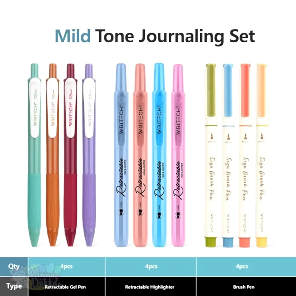 Writech Journaling Set 12 Renk Kalem Set - Mild Colors
