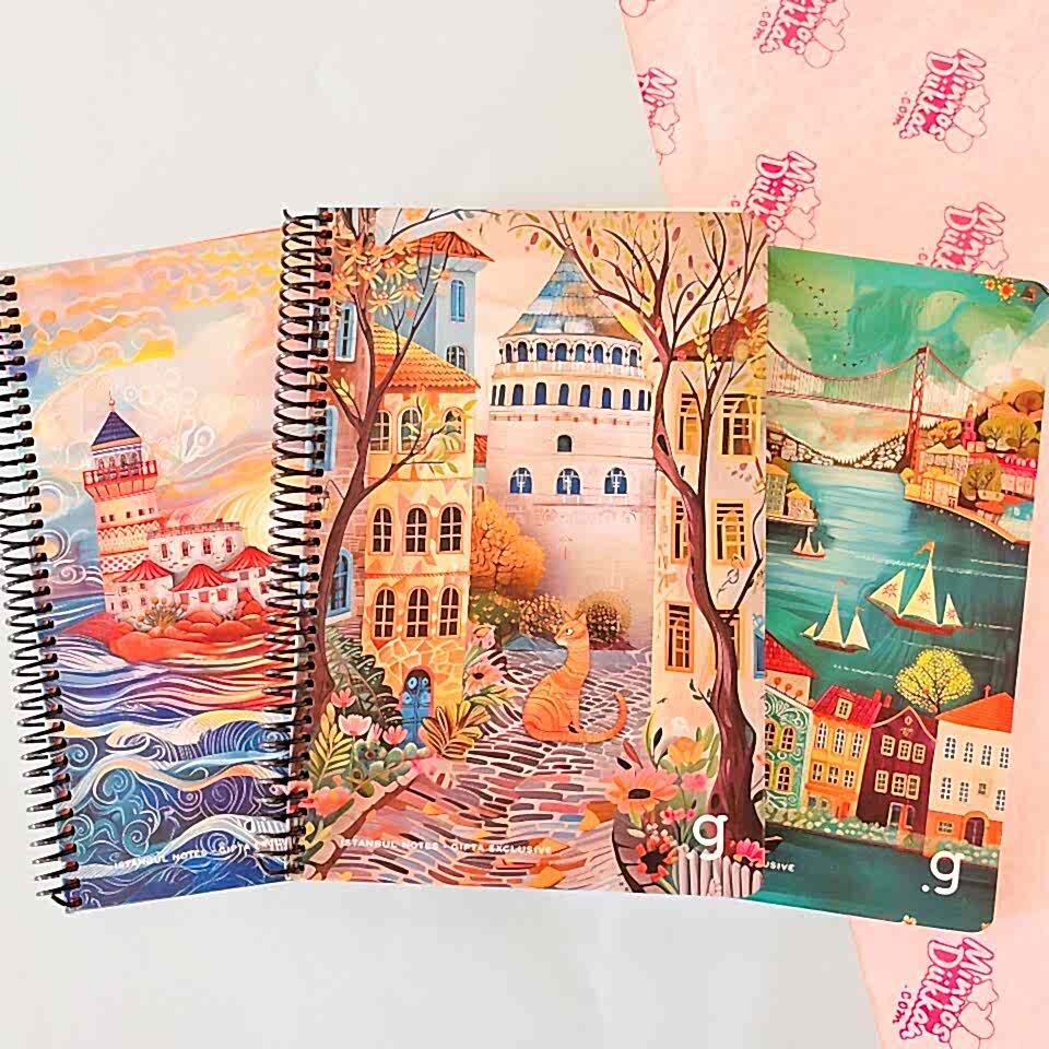 Gıpta İstanbul Notes Sert Kapak Spiralli 80 Yaprak Defter Çizgili 17x24