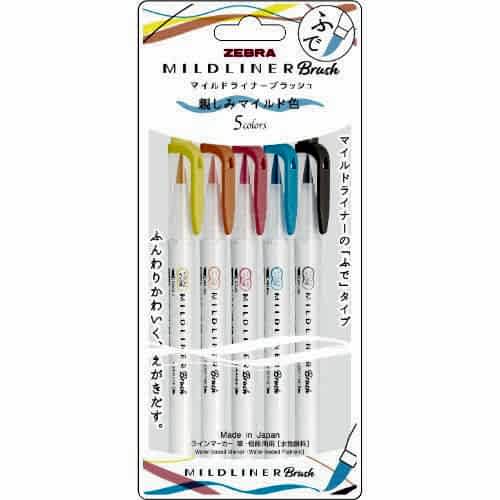 Zebra Mildliner Brush 5 Renk Set - Soft