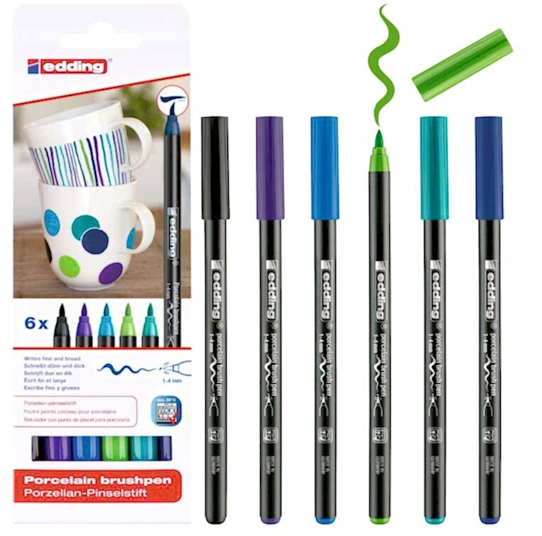Edding Porselen Kalemi 6lı Set - Soğuk Renkler
