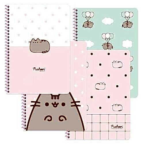 Pusheen 80 Yaprak Spiralli Kareli Karton Kapak Defter 16.5x22.5