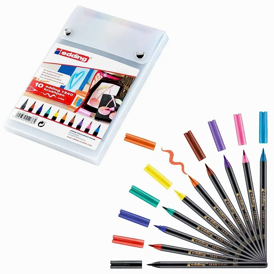 Edding 1340 10lu Pp Kutu Fırça Uclu Keçeli Kalem Seti