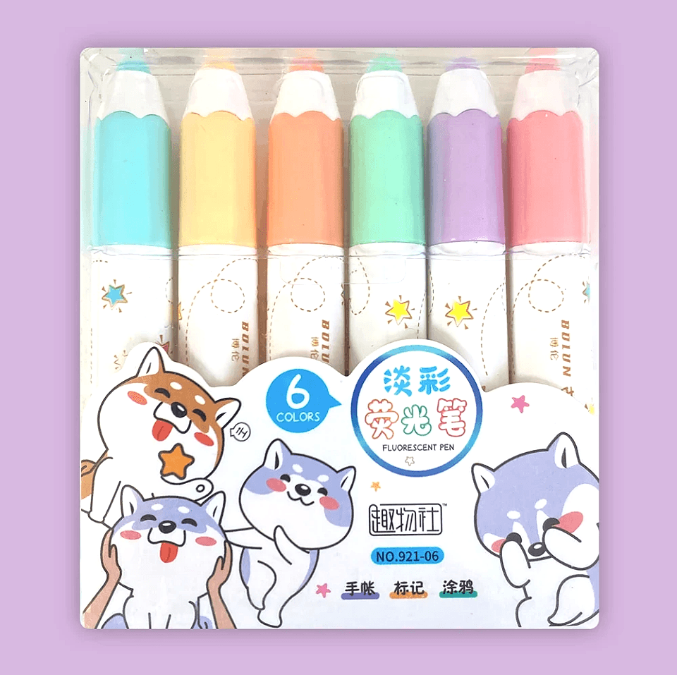 Cute Cats 6 Renk Fosforlu Kalem Seti