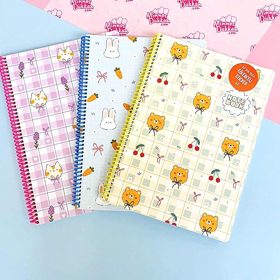 Keskin Color Kawaii 80 Yaprak Kareli Spiralli Defter A4