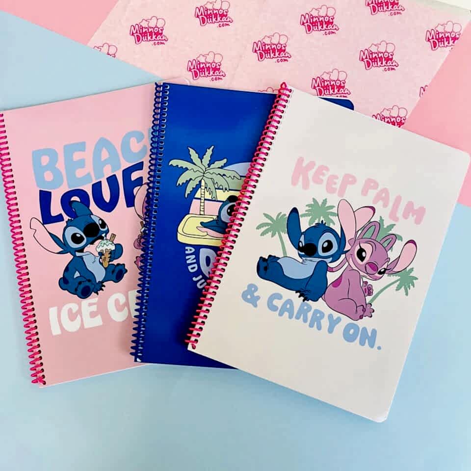 Stitch 80 Yaprak Çizgili Spiralli Defter A4