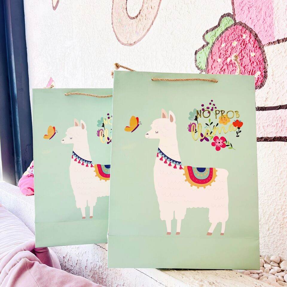 Gıpta Lama Desen Büyük Karton Hediye Çantası