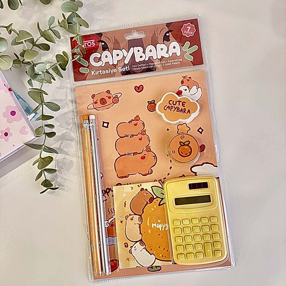 Capybara Hesap Makineli Kırtasiye Seti