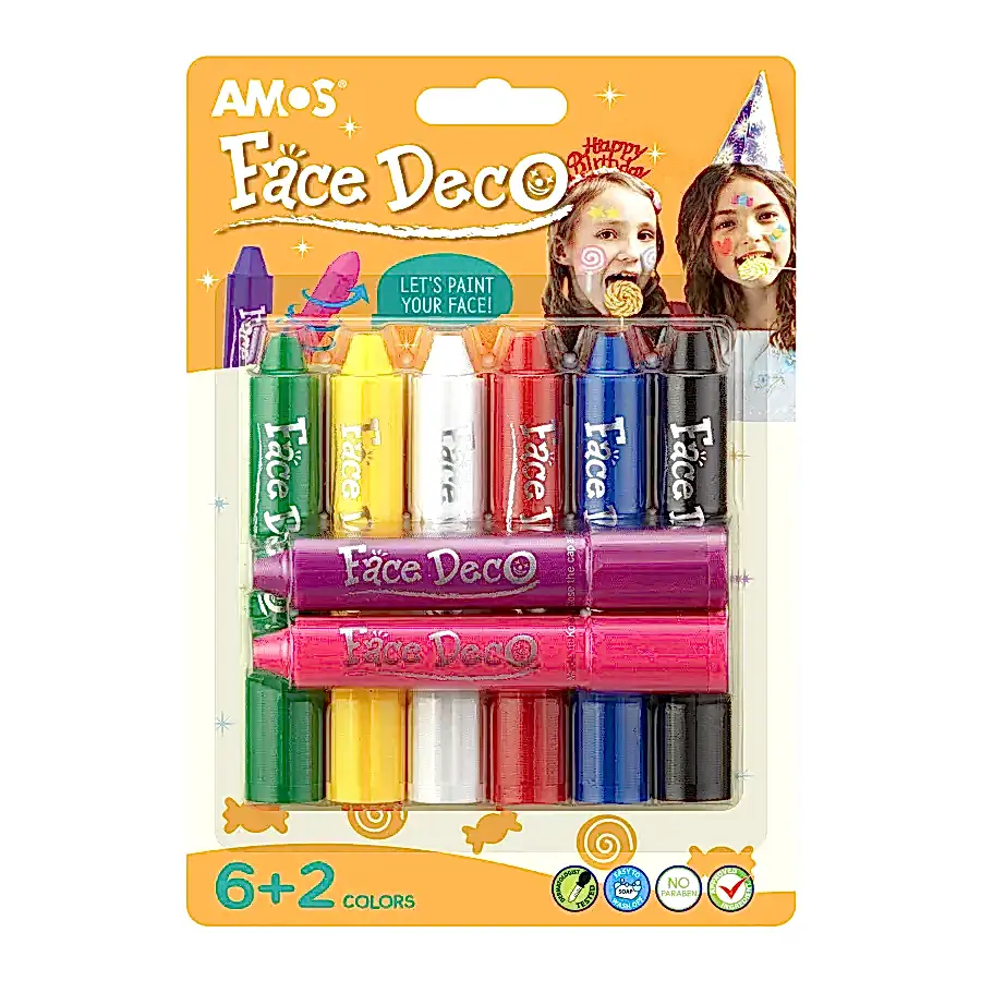 Amos Face Deco 8 Renk Yüz Boyası Blister