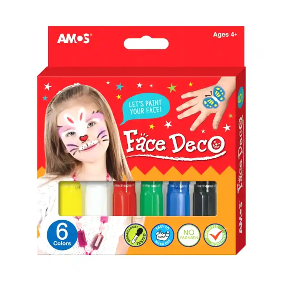 Amos Face Deco 6 Renk Yüz Boyası Karton Kutu