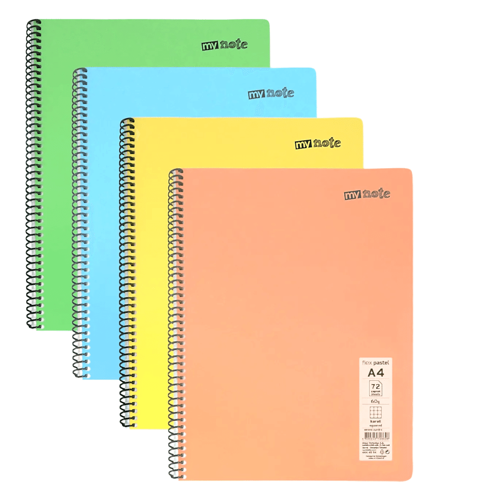 Mynote Flex Pastel 72 Yaprak Kareli Defter - A4