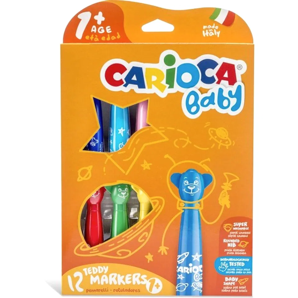 Carioca Baby Yıkanabilir Keçeli Boya Kalemi Teddy Markers 12 Renk