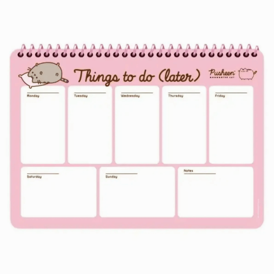 Pusheen 17x24 52 Yaprak Haftalık Spiralli Planner