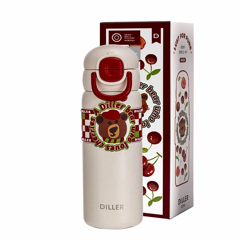 Vagon Life Diller Cherry Bear Çift Kapak Çelik Termos 600 ML