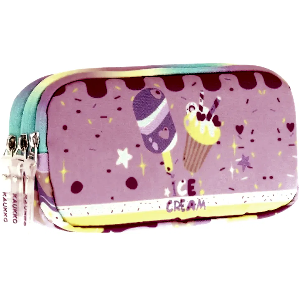 Kaukko Kids 3 Bölmeli Kalem Çantası - Paterned Ice Cream